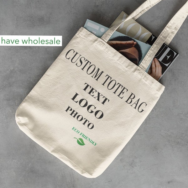 Custom Canvas Tote Bag, Print Canvas Shoulder Bag, Wholesale Bags, Bulk Buy, Logo, Photo, Text, Business, Event, Shopping Bag, Personalised