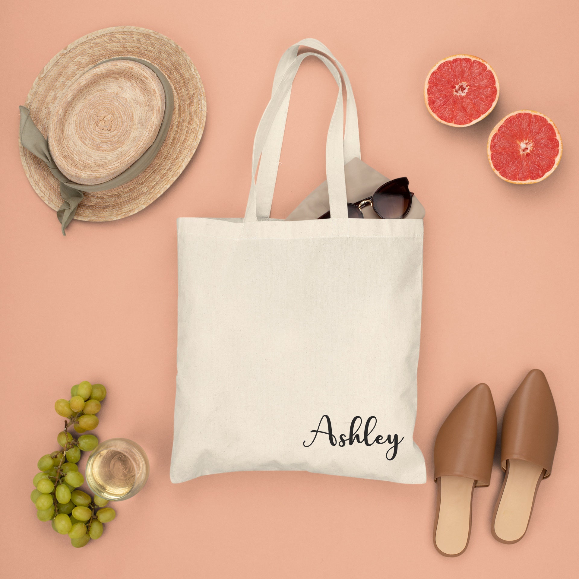 Custom Canvas Tote Bag Name Tote Bag Personalized Tote Bag 