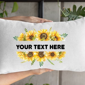 Personalized Sunflower Pillow Cover: Custom Text Throw Pillow