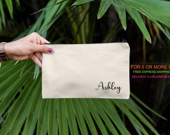 Wholesale Custom Makeup Bag, Bridesmaid Makeup Bag, Personalized Canvas Pencil Case, Bridal Gift Cosmetic Pouch, Bulk Buy Logo Pouch Bag