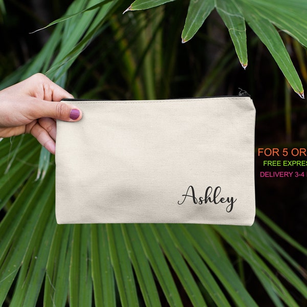 Wholesale Custom Makeup Bag, Bridesmaid Makeup Bag, Personalized Canvas Pencil Case, Bridal Gift Cosmetic Pouch, Bulk Buy Logo Pouch Bag