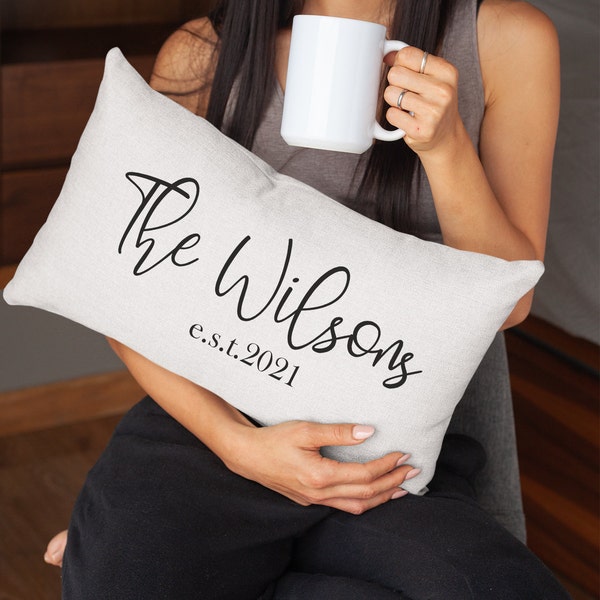 Personalise Pillow, Custom Pillow Case, Personalized Last Name Pillow, 18x18 Pillow, 16x16 Pillow, 12x24 Pillow, Newlywed Pillow,