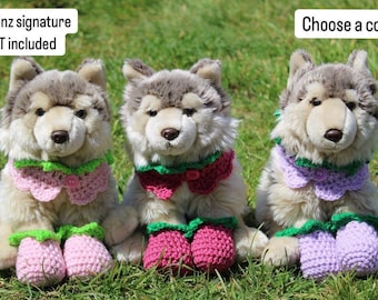 Cuello y botas de crochet hechos a mano para adaptarse al estilo sentado. Firmas webkinz *Firma webkinz no incluida*