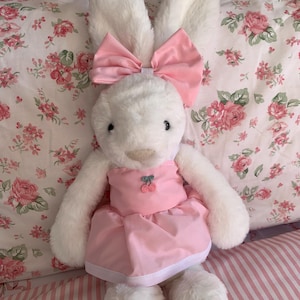 Handmade dress and bow set, Made To Fit medium bashful Jellycat *Jellycat Not Included*