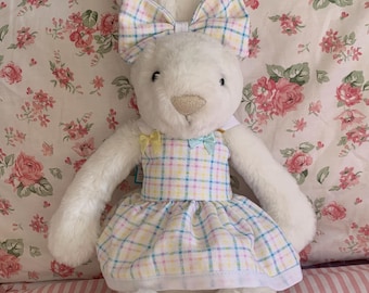 Handmade dress and bow set, Made To Fit medium bashful Jellycat *Jellycat Not Included*