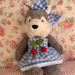 Handmade dress and bow set, Made To Fit medium bashful Jellycat *Jellycat Not Included*