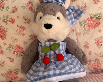 Handmade dress and bow set, Made To Fit medium bashful Jellycat *Jellycat Not Included*