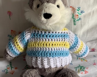 Handmade Crochet jumper/ sweater Made To Fit medium bashful Jellycat *Jellycat Not Included*