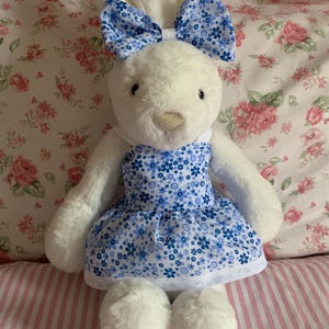 Handmade dress and bow set, Made To Fit medium bashful Jellycat *Jellycat Not Included*