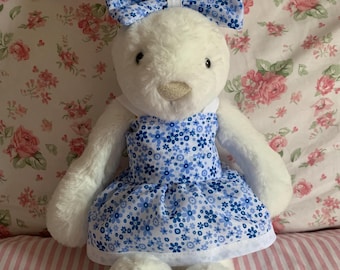 Handmade dress and bow set, Made To Fit medium bashful Jellycat *Jellycat Not Included*