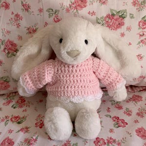 Handmade Crochet jumper with frills Made To Fit medium bashful Jellycat *Jellycat Not Included*