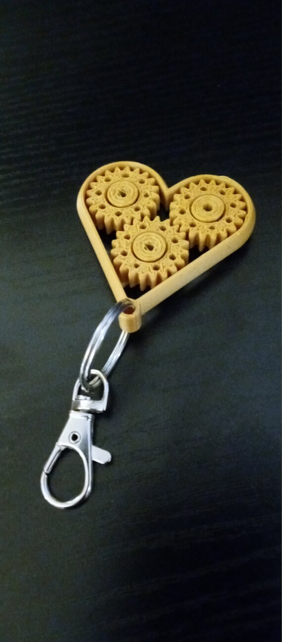 Fidget Spinner Heart Keychain 3D Printed with metal keyring Etsy