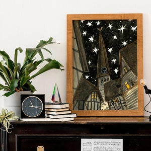 Starry Sky Print, Black and white image 1