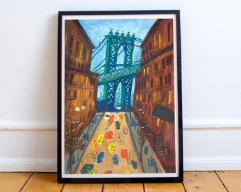 New York poster, Architecture Wall Art,  print NYC Brooklyn