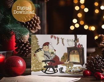 Carte de Noël pour papa, Téléchargement numérique, Carte double de Noël imprimable