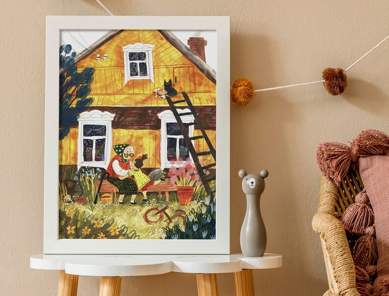 On Sale Summer Granny House Poster Grandmother Print image 1