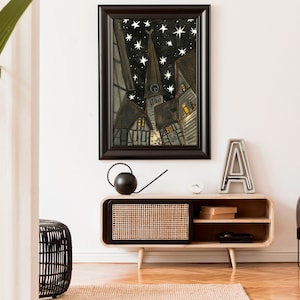 Starry Sky Print, Black and white image 3