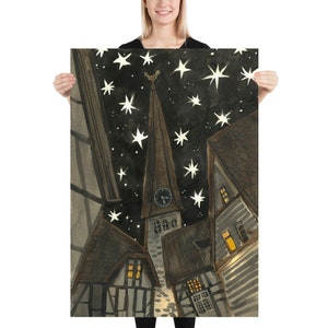 Starry Sky Print, Black and white image 7