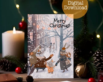 New York Christmas Card, NY Christmas card, Digital Download, Printable double card