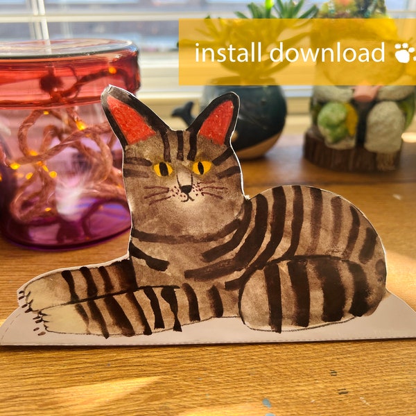 Papercraft Cat, INSTANT DOWNLOAD Cat, DIY sculpture sitting cat, Papercrafting, Aanimals pet, Paper model, Perfect on a desk!