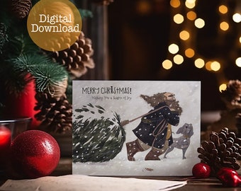 Wizarding Christmas Card, Magical Wizarding Card, Wizard Card, Magical ChristmasMagic Christmas Card, Digital Christmas card