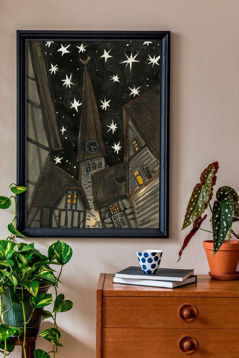Starry Sky Print, Black and white image 2