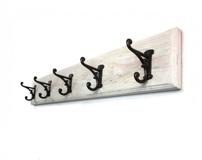 Coat Rack Wall Hooks Rustic Reclaimed Wood Entryway Organizer Mudroom Hanger with Hooks Country Cottage Home Decor Made in USA