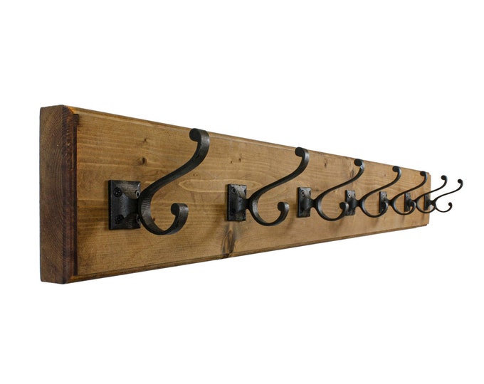 Coat Rack Wall Mounted Hanging Double Scroll Metal Hooks Entryway Mudroom Home Decor Made in USA Vintage Classic Craftsman Doorway Hanger