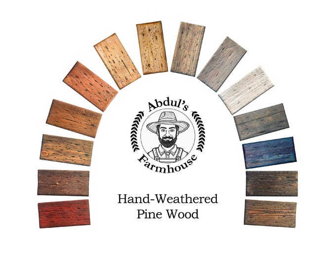 Reclaimed Pine Wood Minwax Stain Samples Faux Hand-Weathered Finish for Coat Racks Shelves in colors to match your Home, Office, or Business