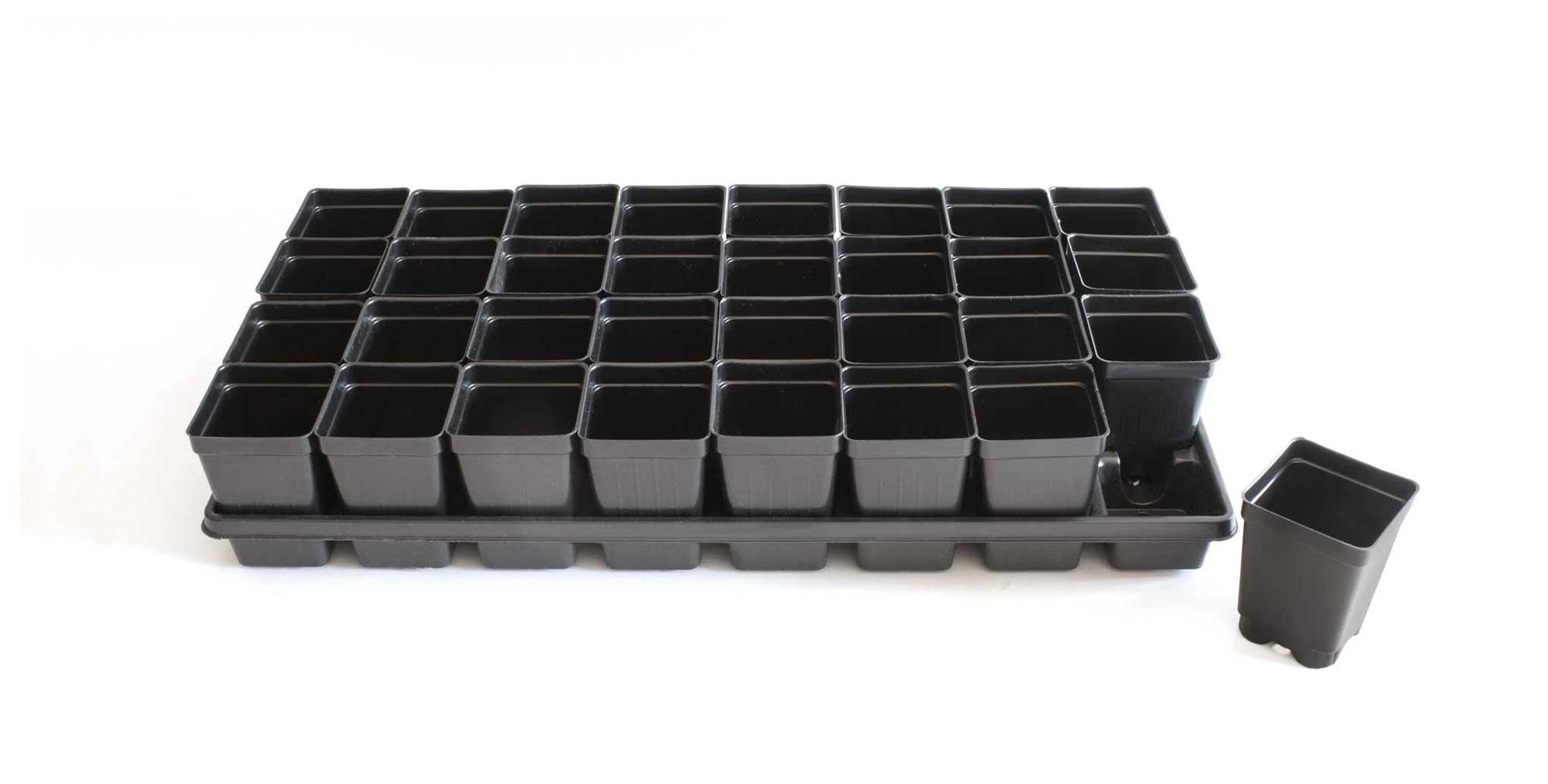 Plant Carrying Nursery Flats Trays With 32 Square Pots Seed Etsy UK