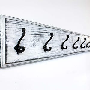 Farmhouse Coat Rack Wall Hooks Rustic Wood Entryway Organizer Mudroom Hanger with Victorian Hooks French Country Home Decor Made in USA
