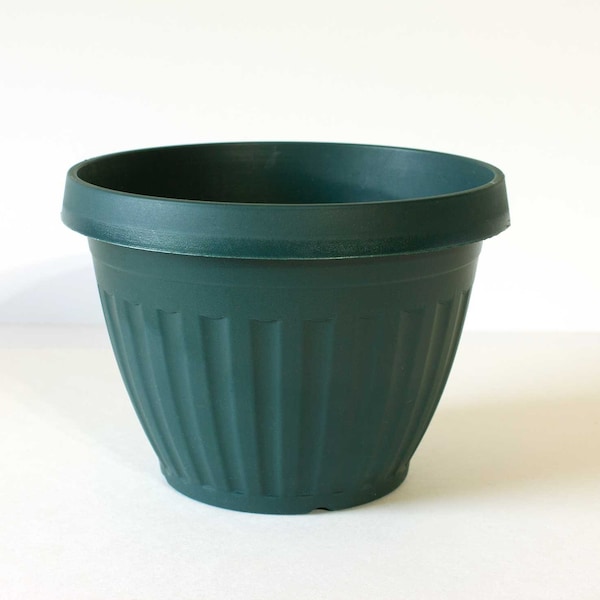 Set of 2 Indoor Plant Pots Round Fluted Plastic Lightweight Durable Garden Flower Container