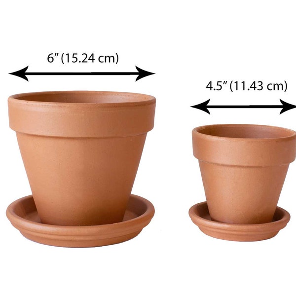 set of two Terracotta Pot and Saucer Clay nursery pots