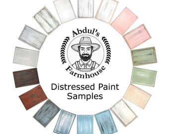 Vintage Farmhouse Decor Hand Distressed Paint Samples Antiqued Cottage Wood Finishes in colors to match your Home, Office, or Business