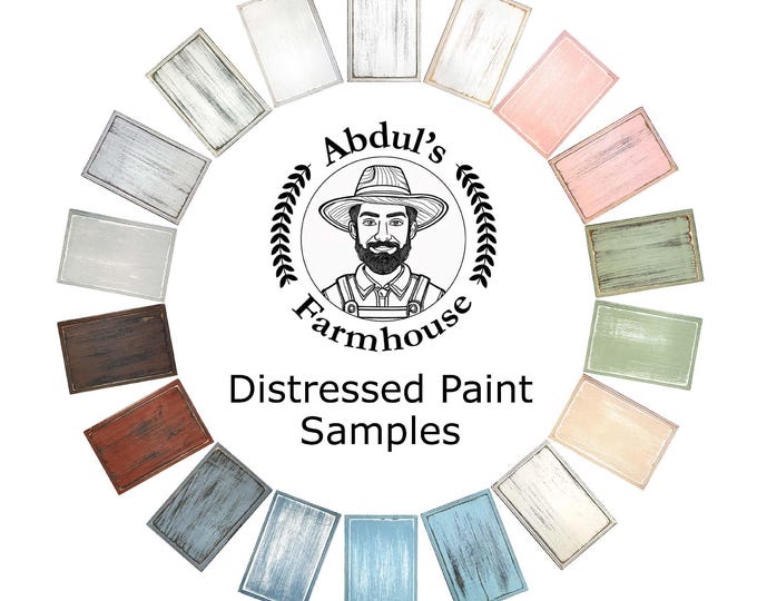 Vintage Farmhouse Decor Hand Distressed Paint Samples Antiqued Cottage Wood Finishes in colors to match your Home, Office, or Business