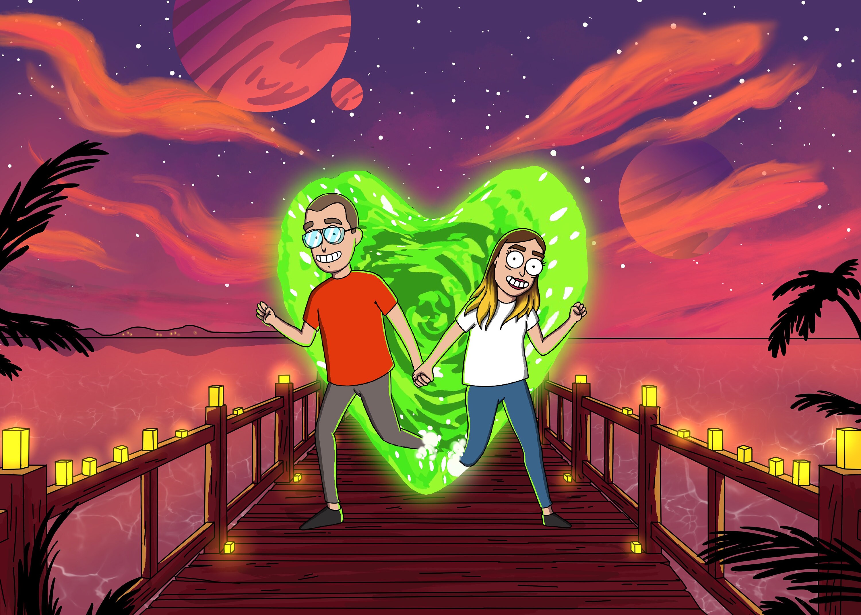 Valentine's Day Rick and Morty Valentine Portrait | Etsy