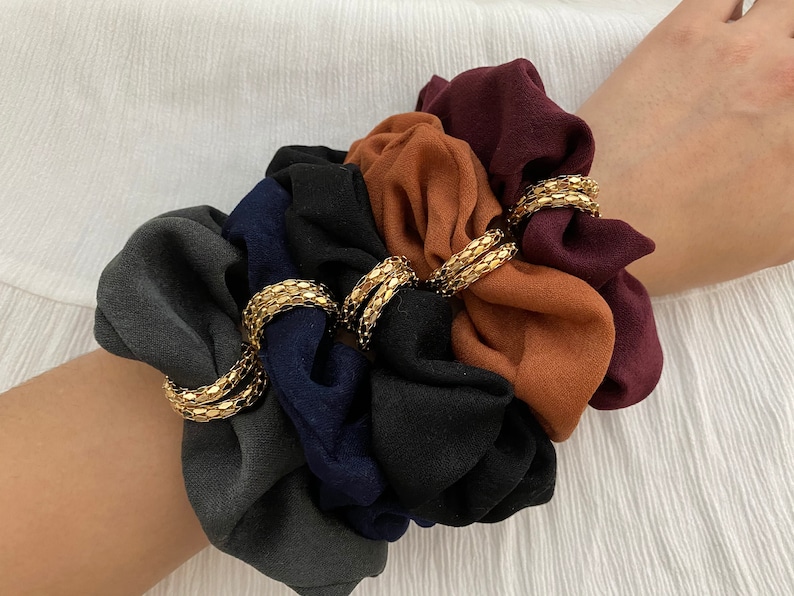 Double Gold Ring Scrunchies Gorgeous Velvet Scrunchies Oversized Scrunchies Hair Scrunchies