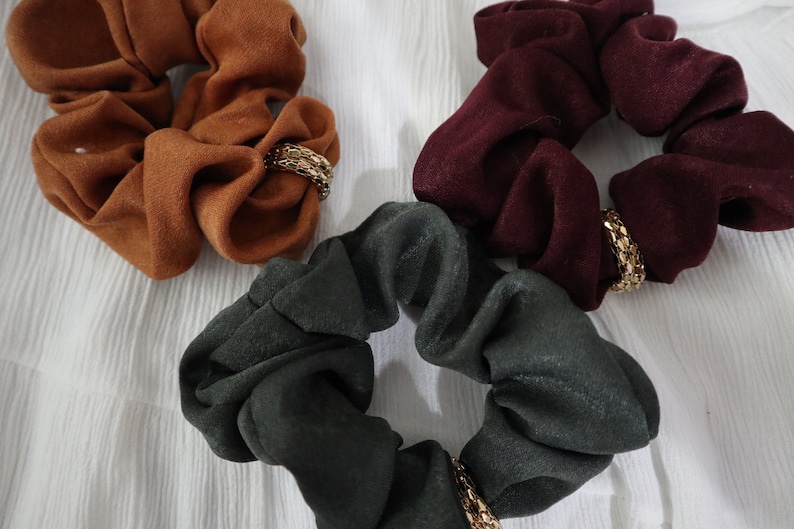 Double Gold Ring Scrunchies Gorgeous Velvet Scrunchies Oversized Scrunchies Hair Scrunchies