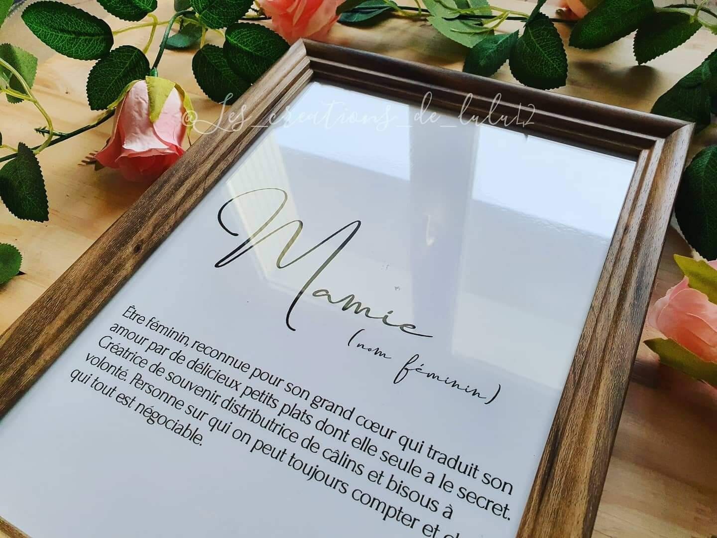 Affiche Définition Du Mot Mamie/Fête Des Grands-Mères/ Cadeau Personnalisé