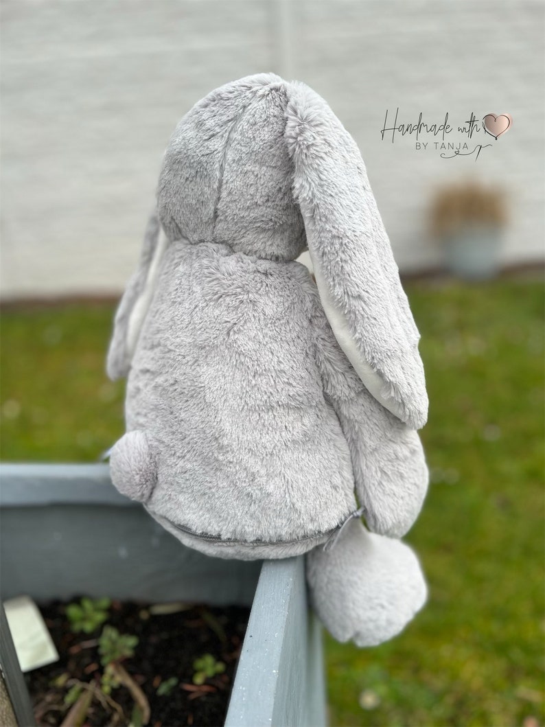 Cuddly toy bunny embroidered with the name of big sister image 5