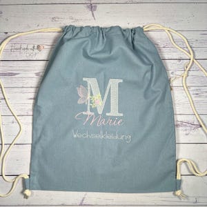 Beutel für Wechselkleidung I Kita Beutel Wechselwäsche I Baumwollbeutel mit Namen bestickt I Kindergarten Tasche personalisiert