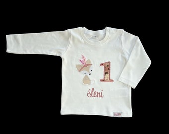 Geburtstags Shirt mit Boho Fuchs, Zahl und Namen bestickt | Shirt zum Geburtstag | personalisierte Geschenkidee Kind