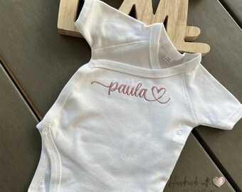 Kimono Onesie | Body with name and heart writing | personalized baby bodysuit | gift idea