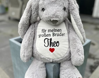 Kuscheltier Hase personalisiert Geschenk für den großen Bruder Seelentröster  Osterhase