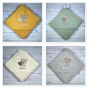 Toalla con capucha bordada con diseño y nombre | toalla personalizada | idea regalo bebé | varios colores | 75 x 75 cm imagen 5