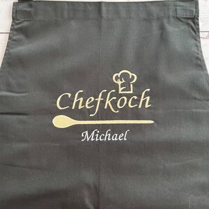 Schürze Chefkoch mit Wunschnamen personalisierte Kochschürze Backschürze Grillschürze Geschenkidee Männer und Frauen Bild 5