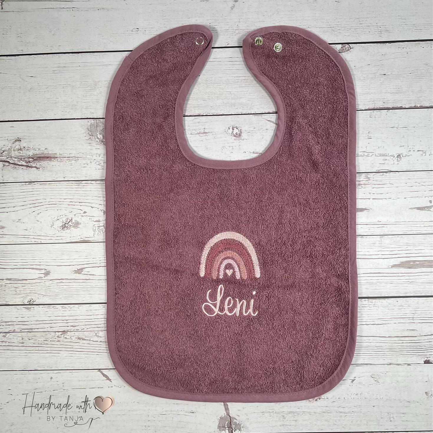 Bib embroidered with rainbow and name I personalized gift idea baby I personalized bib I burp cloth child