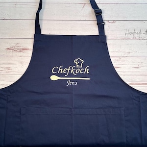 Schürze Chefkoch mit Wunschnamen personalisierte Kochschürze Backschürze Geschenkidee Männer und Frauen