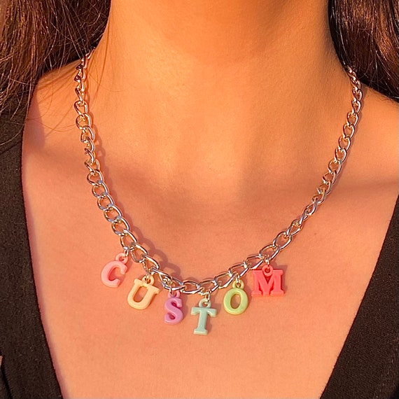 Custom Letter Chain Charm Necklace / Indie kidcore Etsy