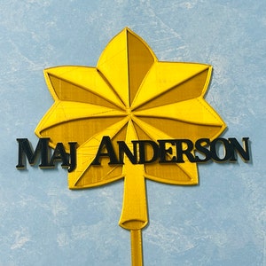 Major Oak Leaf Personalized Military Cake Topper